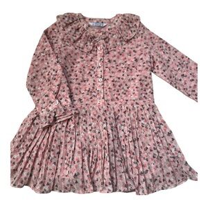 Mayoral 2-3T kids long sleeves dress with ruffles, pink, silver, gray  hearts.